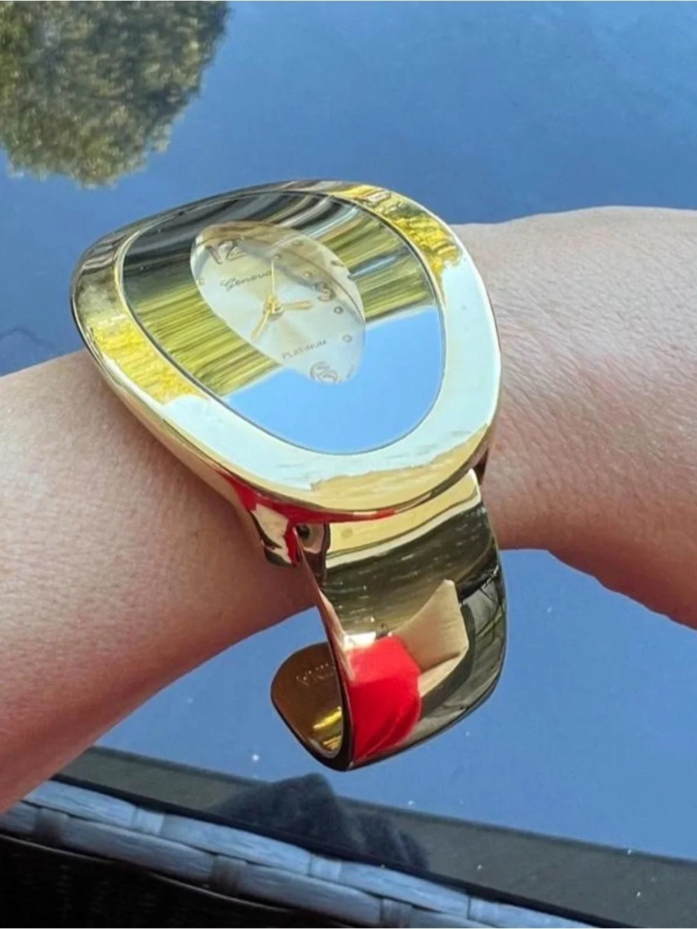 Vintage y2k Geneva Gold-Tone Oval Bracelet Watch - Gold